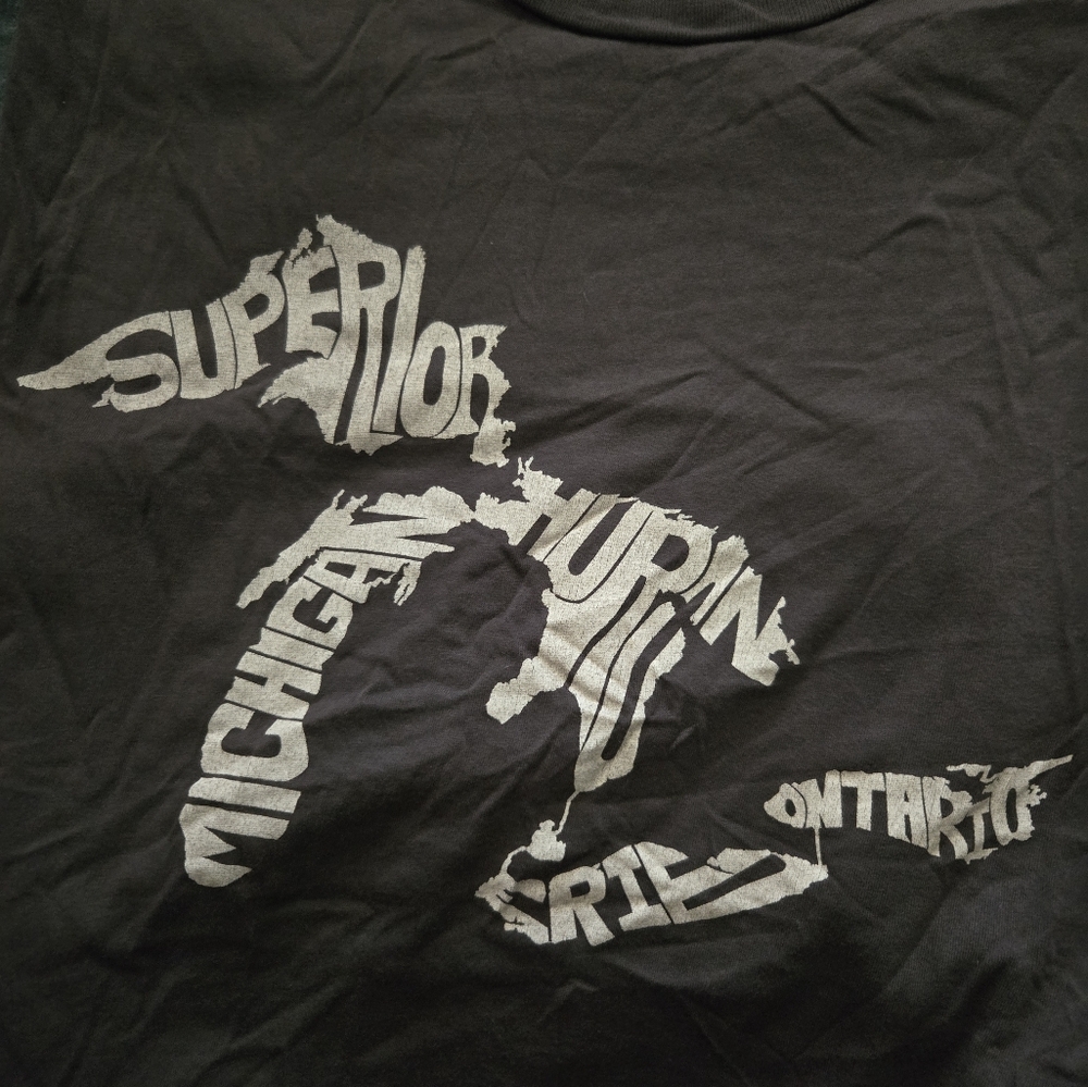 Jones & Mitchell Great Lakes Design on a soft black tee.